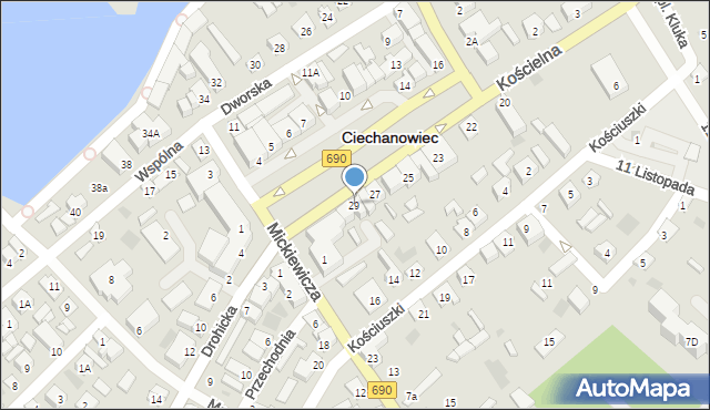 Ciechanowiec, Plac 3 Maja, 29, mapa Ciechanowiec