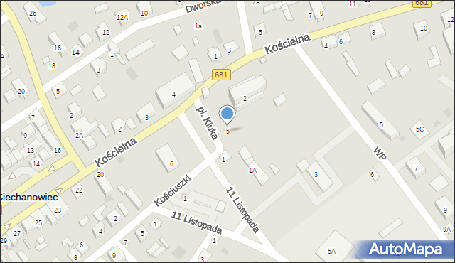Ciechanowiec, Plac Kluka Krzysztofa, ks., 5, mapa Ciechanowiec