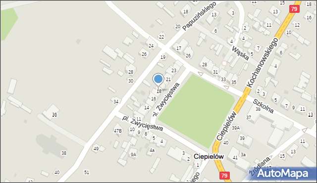 Ciepielów, Plac Zwycięstwa, 18, mapa Ciepielów