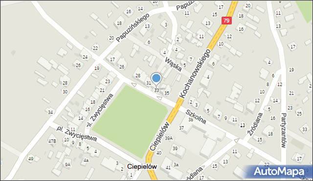 Ciepielów, Plac Zwycięstwa, 33, mapa Ciepielów