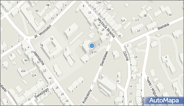 Cieszyn, Plac Kościelny, 5, mapa Cieszyna