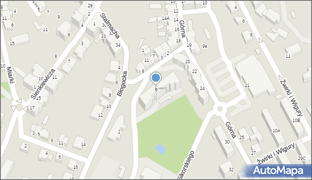 Cieszyn, Plac Księcia Józefa Poniatowskiego, 9, mapa Cieszyna