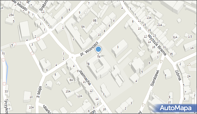 Cieszyn, Plac Wolności, 7A, mapa Cieszyna