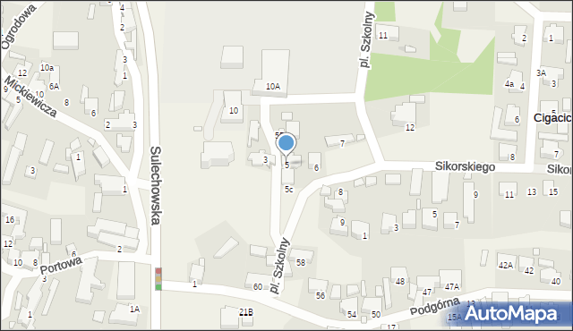 Cigacice, Plac Szkolny, 5, mapa Cigacice