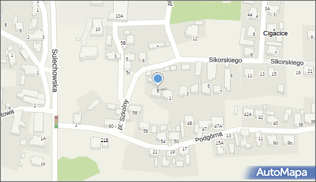 Cigacice, Plac Szkolny, 9, mapa Cigacice