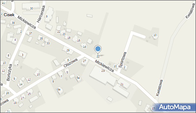 Cisek, Planetorza, 12, mapa Cisek