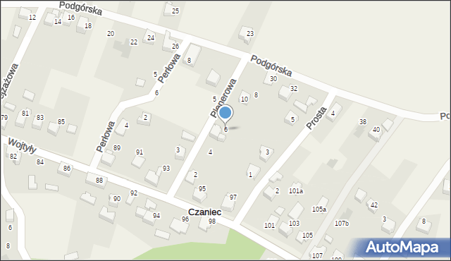 Czaniec, Plenerowa, 6, mapa Czaniec