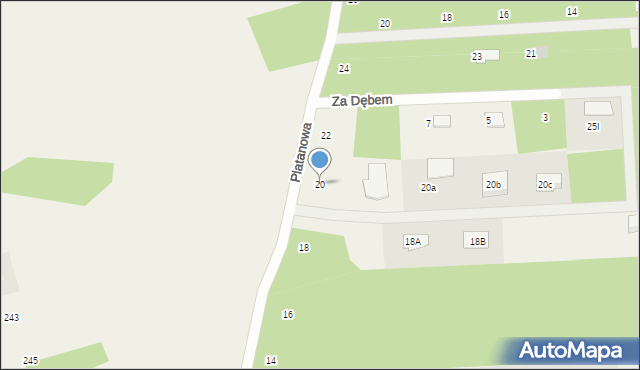 Czarny Las, Platanowa, 20, mapa Czarny Las