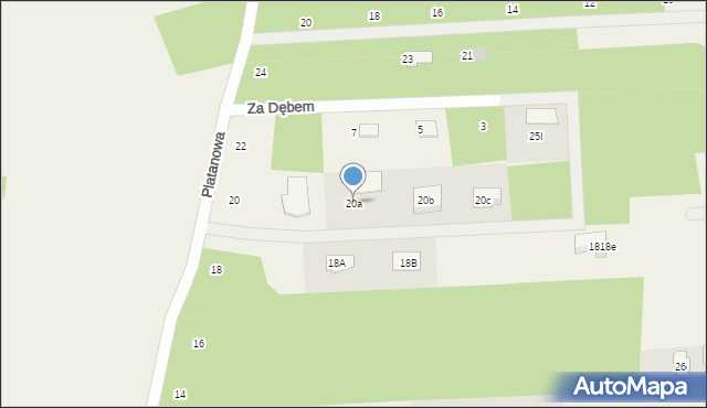 Czarny Las, Platanowa, 20a, mapa Czarny Las