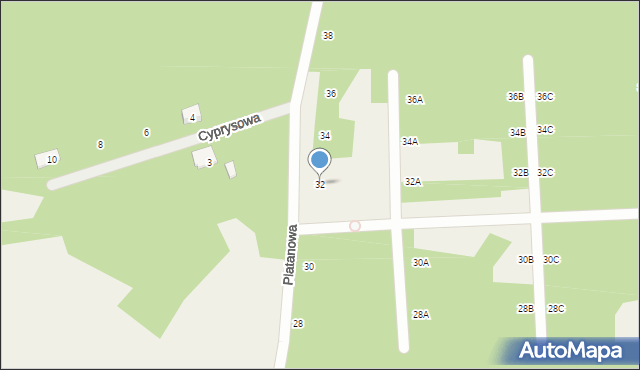 Czarny Las, Platanowa, 32, mapa Czarny Las