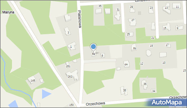 Czarny Las, Platanowa, 6a, mapa Czarny Las