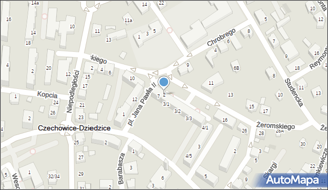 Czechowice-Dziedzice, Plac Jana Pawła II, 2, mapa Czechowic-Dziedzic