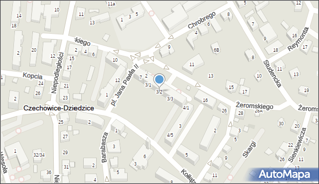 Czechowice-Dziedzice, Plac Jana Pawła II, 3/2, mapa Czechowic-Dziedzic