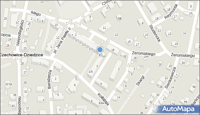 Czechowice-Dziedzice, Plac Jana Pawła II, 4/2, mapa Czechowic-Dziedzic