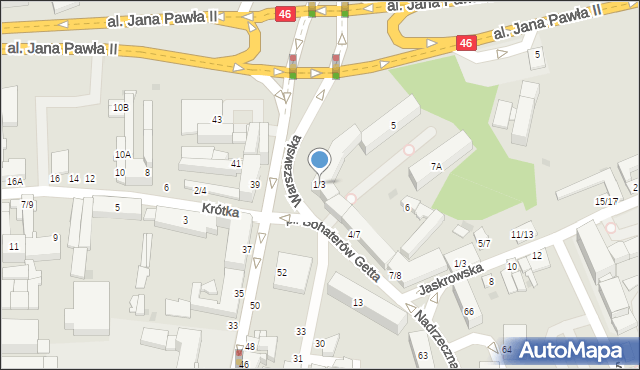 Częstochowa, Plac Bohaterów Getta, 1/3, mapa Częstochowy