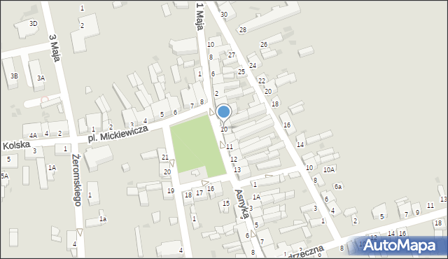 Dąbie, Plac Mickiewicza Adama, 10, mapa Dąbie