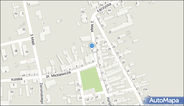 Dąbie, Plac Mickiewicza Adama, 8A, mapa Dąbie