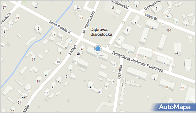 Dąbrowa Białostocka, Plac Kościuszki Tadeusza, gen., 1, mapa Dąbrowa Białostocka