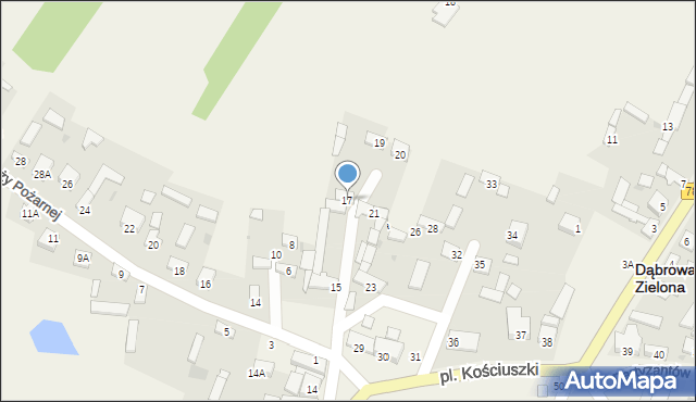 Dąbrowa Zielona, Plac Kościuszki Tadeusza, gen., 17, mapa Dąbrowa Zielona