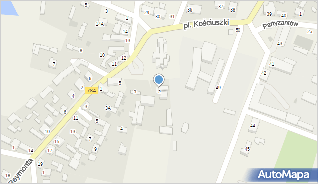Dąbrowa Zielona, Plac Kościuszki Tadeusza, gen., 2, mapa Dąbrowa Zielona