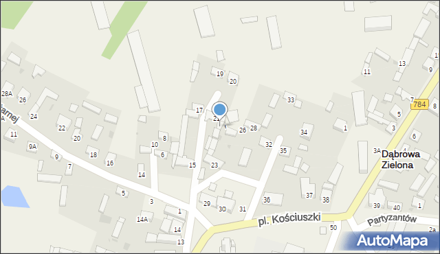 Dąbrowa Zielona, Plac Kościuszki Tadeusza, gen., 22a, mapa Dąbrowa Zielona
