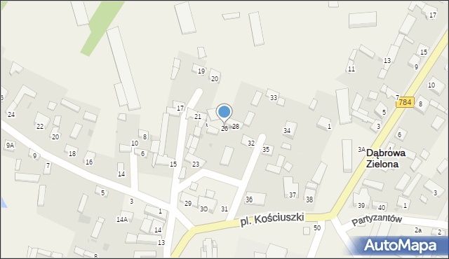 Dąbrowa Zielona, Plac Kościuszki Tadeusza, gen., 26, mapa Dąbrowa Zielona