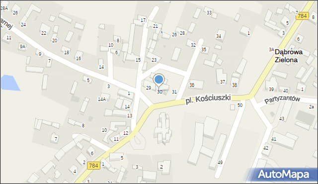 Dąbrowa Zielona, Plac Kościuszki Tadeusza, gen., 30, mapa Dąbrowa Zielona