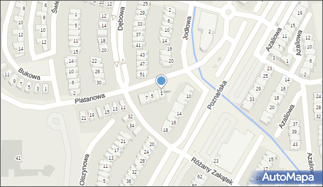 Dąbrówka, Platanowa, 1, mapa Dąbrówka