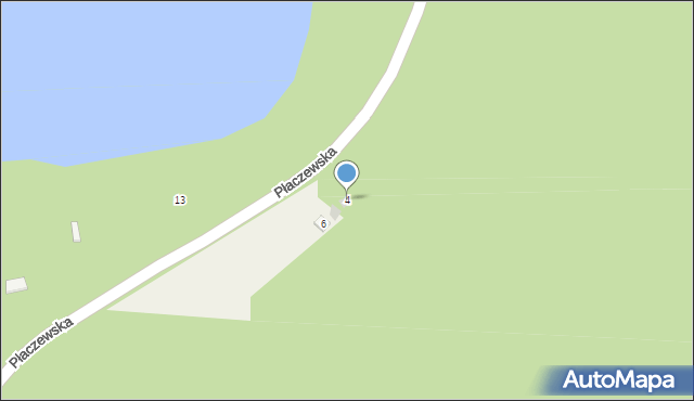 Dąbrówka, Płaczewska, 4, mapa Dąbrówka