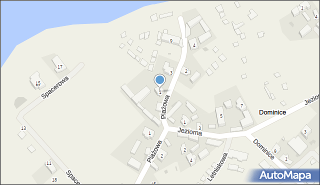 Dominice, Plażowa, 1, mapa Dominice