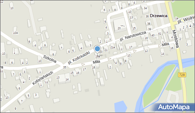 Drzewica, Plac Kościuszki Tadeusza, gen., 19a, mapa Drzewica