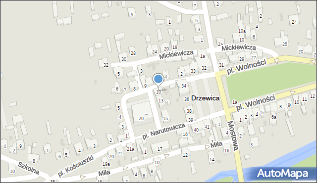 Drzewica, Plac Narutowicza Gabriela, 10, mapa Drzewica