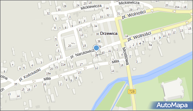 Drzewica, Plac Narutowicza Gabriela, 16, mapa Drzewica
