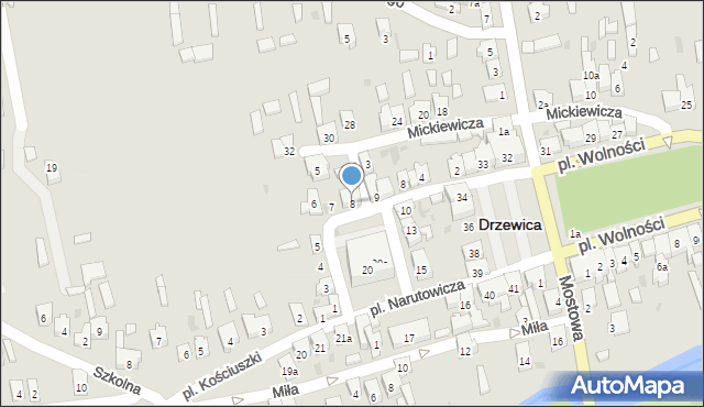Drzewica, Plac Narutowicza Gabriela, 8, mapa Drzewica