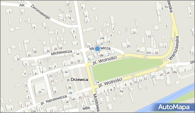 Drzewica, Plac Wolności, 30, mapa Drzewica