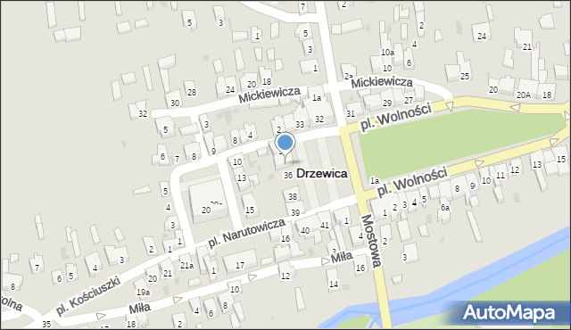 Drzewica, Plac Wolności, 35, mapa Drzewica