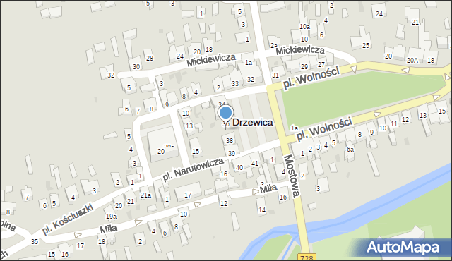 Drzewica, Plac Wolności, 37, mapa Drzewica