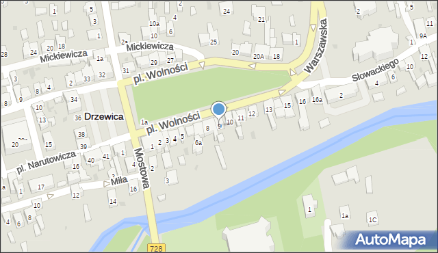 Drzewica, Plac Wolności, 9, mapa Drzewica