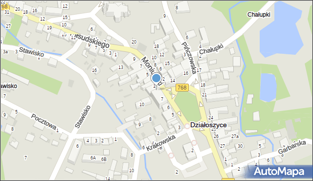 Działoszyce, Plac Partyzantów, 12, mapa Działoszyce