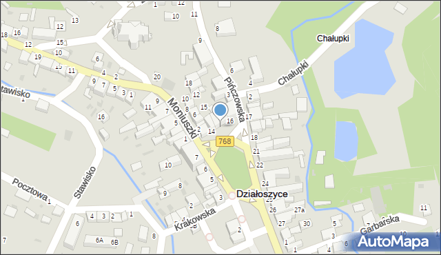 Działoszyce, Plac Partyzantów, 15, mapa Działoszyce