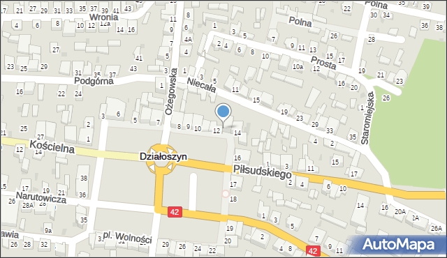Działoszyn, Plac Wolności, 14a, mapa Działoszyn