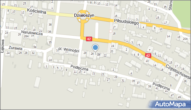 Działoszyn, Plac Wolności, 25, mapa Działoszyn