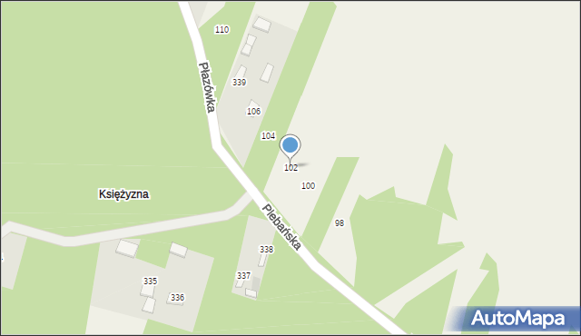 Dzikowiec, Plebańska, 102, mapa Dzikowiec