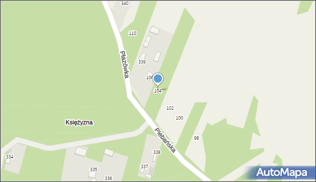 Dzikowiec, Plebańska, 104, mapa Dzikowiec