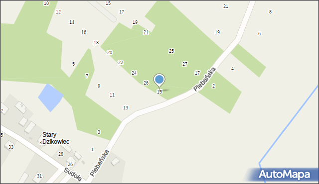 Dzikowiec, Plebańska, 15, mapa Dzikowiec