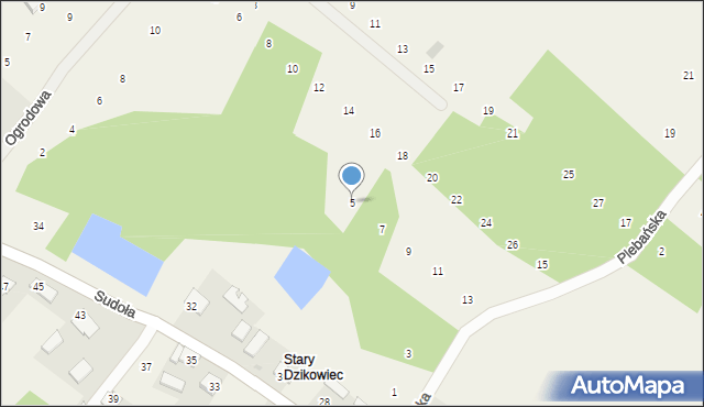 Dzikowiec, Plebańska, 5, mapa Dzikowiec
