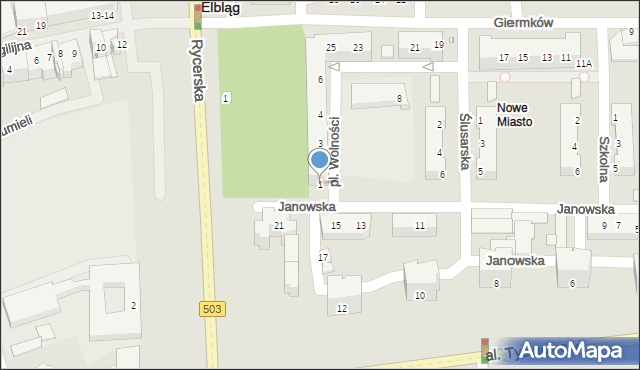 Elbląg, Plac Wolności, 1, mapa Elbląga