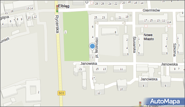 Elbląg, Plac Wolności, 2, mapa Elbląga