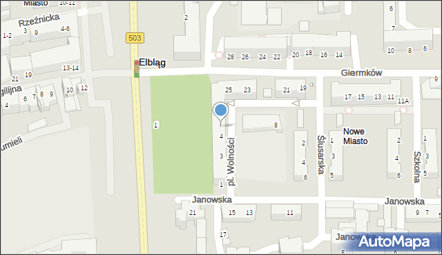 Elbląg, Plac Wolności, 5, mapa Elbląga
