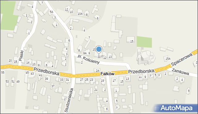 Fałków, Plac Kościelny, 11, mapa Fałków